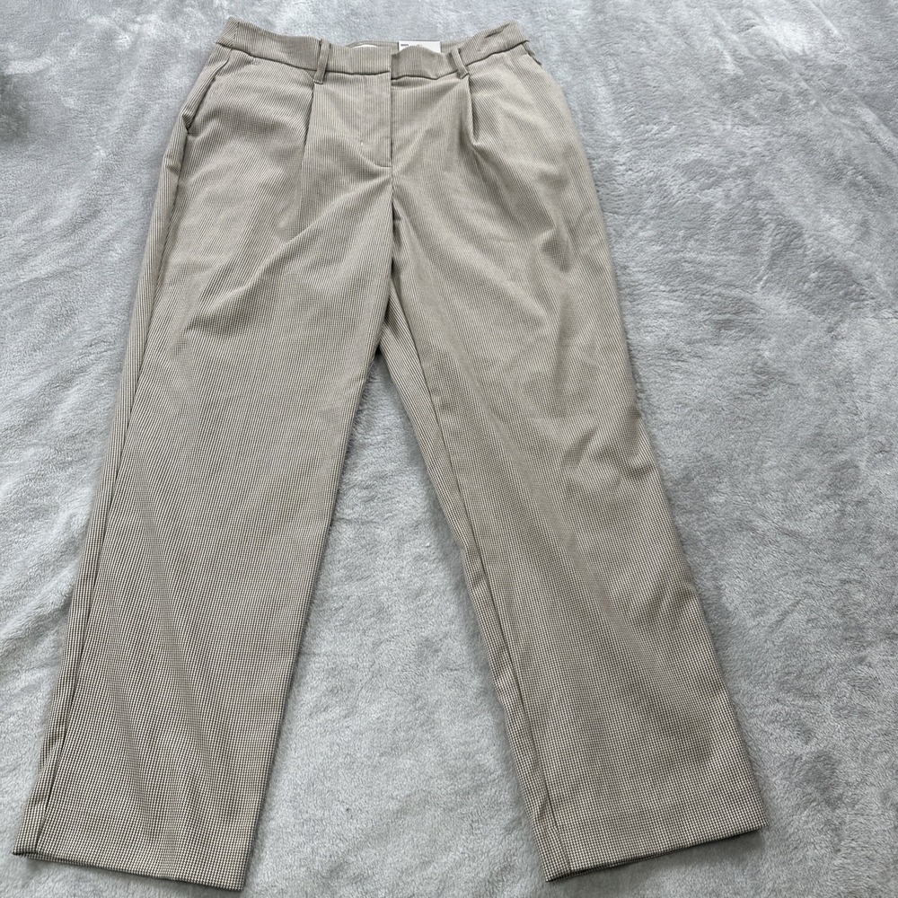 NWT Nine West Dress Pants Slacks Womens Size 12 Houndstooth Ivory Brown Business